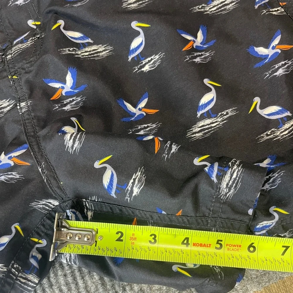 Superdry Pelican Print Swim Shorts Mens L Navy Blue Excellent Mesh‎ Lined Trunks